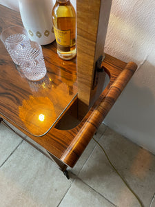 Unusual Antique Art Deco Walnut Drinks Cocktail Trolley With Adjustable Lamp.