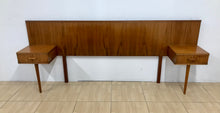 Load image into Gallery viewer, Mid Century Teak Double Headboard With Bedside Tables By Gimson And Slater.