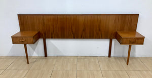 Mid Century Teak Double Headboard With Bedside Tables By Gimson And Slater.