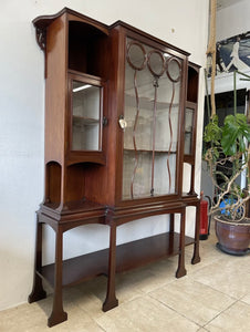 Stunning Mahogany Arts And Crafts Art Nouveau Display Cabinet Salmon Bros London.