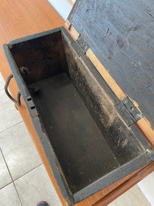 Vintage Wooden Pine Ammo Box Chest With Rope Handle.