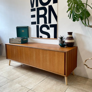 Mid Century Retro G Plan “Form Five” Teak Sideboard Media Unit On Tapered Legs.