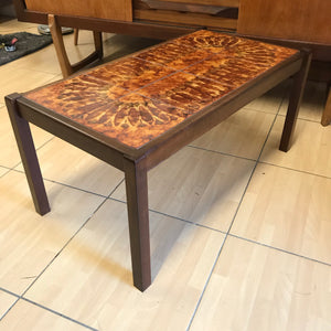 Stunning Mid Century Danish “Sunburst” Tiled Top Coffee Table Toften Mobelfabrik.