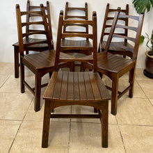 Load image into Gallery viewer, Set Of 6x Solid Oak Rustic Arts And Crafts Style Solid Oak Dining Chairs