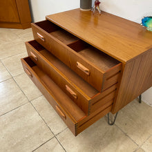 Load image into Gallery viewer, Vintage Mid Century G Plan Fresco Chest Of 3 Drawers On Steel Hairpin Legs.