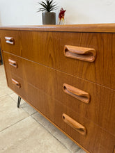 Load image into Gallery viewer, Vintage Mid Century G Plan Fresco Chest Of 3 Drawers On Steel Hairpin Legs.