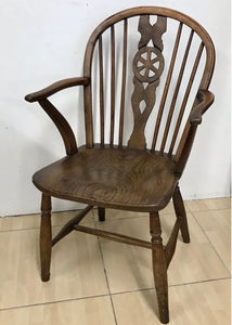 Small Antique Georgian Elm Windsor Spindle Arm Chair.