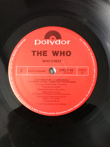 The Who “Who’s Next” 1983 Re-issue Vinyl LP SPELP 49 EX+/EX+.