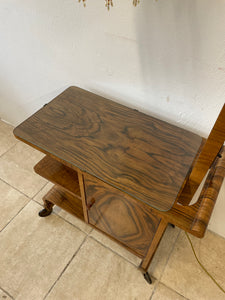 Unusual Antique Art Deco Walnut Drinks Cocktail Trolley With Adjustable Lamp.