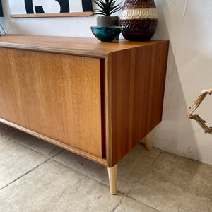 Mid Century Retro G Plan “Form Five” Teak Sideboard Media Unit On Tapered Legs.