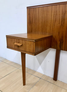 Mid Century Teak Double Headboard With Bedside Tables By Gimson And Slater.