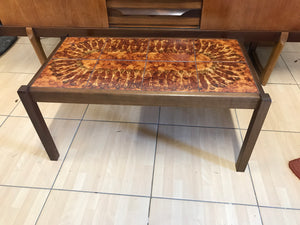 Stunning Mid Century Danish “Sunburst” Tiled Top Coffee Table Toften Mobelfabrik.