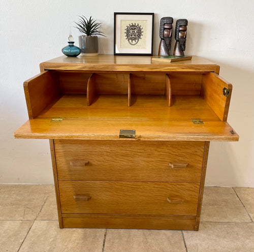 Mid Century E Gomme Utility Furniture Scheme CC41 Secretaire Chest Of Drawers.