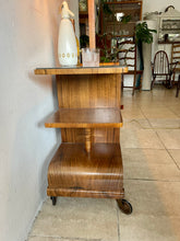 Load image into Gallery viewer, Unusual Antique Art Deco Walnut Drinks Cocktail Trolley With Adjustable Lamp.