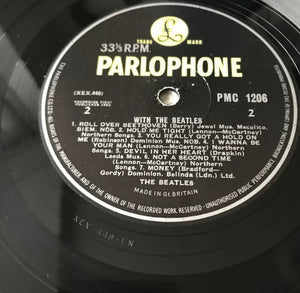 With The Beatles Rare 2nd UK Mono Press Vinyl LP 1N/1N MKT Tax EX/EX Loud.