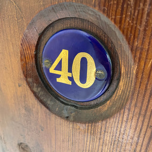 Small Antique Victorian/Edwardian Pitch Pine Church Pew With Enamel Numbers 