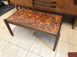 Stunning Mid Century Danish “Sunburst” Tiled Top Coffee Table Toften Mobelfabrik.