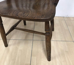 Small Antique Georgian Elm Windsor Spindle Arm Chair.