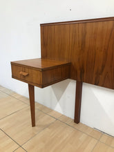 Load image into Gallery viewer, Mid Century Teak Double Headboard With Bedside Tables By Gimson And Slater.