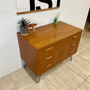 Vintage Mid Century G Plan Fresco Chest Of 3 Drawers On Steel Hairpin Legs.