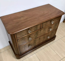 Load image into Gallery viewer, Stunning Flamed Walnut Victorian Chest Of Drawers