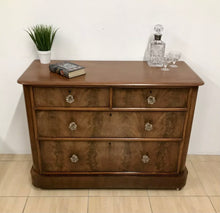 Load image into Gallery viewer, Stunning Flamed Walnut Victorian Chest Of Drawers