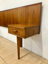 Load image into Gallery viewer, Mid Century Teak Double Headboard With Bedside Tables By Gimson And Slater.