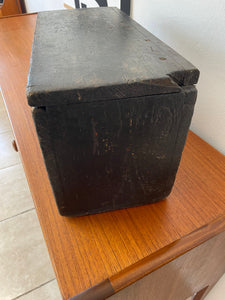 Vintage Wooden Pine Ammo Box Chest With Rope Handle.