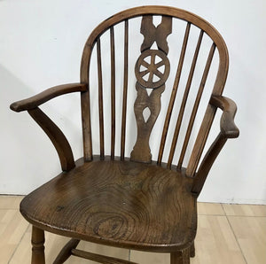 Small Antique Georgian Elm Windsor Spindle Arm Chair.