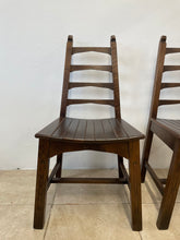 Load image into Gallery viewer, Set Of 6x Solid Oak Rustic Arts And Crafts Style Solid Oak Dining Chairs