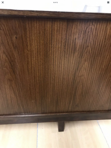 Stunning Danish Mid Century Tambour Door Sideboard Credenza Teak And Rosewood.