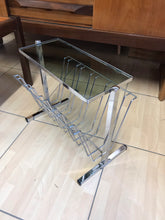 Load image into Gallery viewer, Stylish Mid-Century Chrome and Smoked Glass Magazine Rack 1970s.