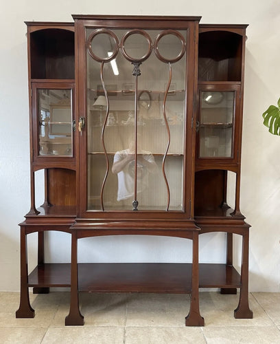 Stunning Mahogany Arts And Crafts Art Nouveau Display Cabinet Salmon Bros London.