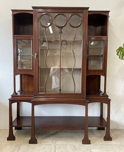 Stunning Mahogany Arts And Crafts Art Nouveau Display Cabinet Salmon Bros London.