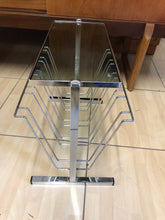 Load image into Gallery viewer, Stylish Mid-Century Chrome and Smoked Glass Magazine Rack 1970s.