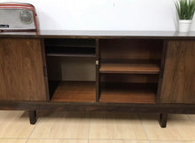 Load image into Gallery viewer, Stunning Danish Mid Century Tambour Door Sideboard Credenza Teak And Rosewood.