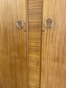 Vintage Mid Century Modern Double Wardrobe In French Walnut By Wrighton.