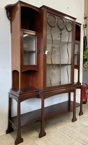 Stunning Mahogany Arts And Crafts Art Nouveau Display Cabinet Salmon Bros London.